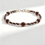Artisan Red Garnet Woven Beaded Bracelet