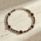Artisan Red Garnet Woven Beaded Bracelet