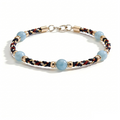 Aquamarine and Woven Cord Gold Accent Bracelet