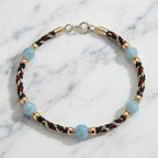 Aquamarine and Woven Cord Gold Accent Bracelet