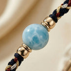Aquamarine and Woven Cord Gold Accent Bracelet