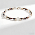 White Chalcedony and Woven Cord Gold Accent Bracelet