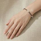 White Chalcedony and Woven Cord Gold Accent Bracelet