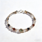 Multi-Gemstone and Woven Cord Gold Accent Bracelet