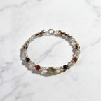 Multi-Gemstone and Woven Cord Gold Accent Bracelet