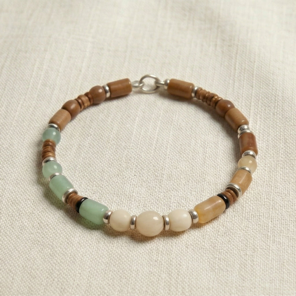 Multi-Gemstone and Wood Accent Bracelet