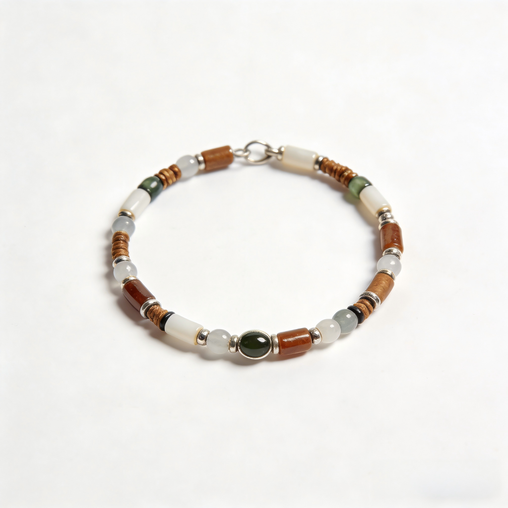 Multi-Gemstone and Wood Accent Bracelet
