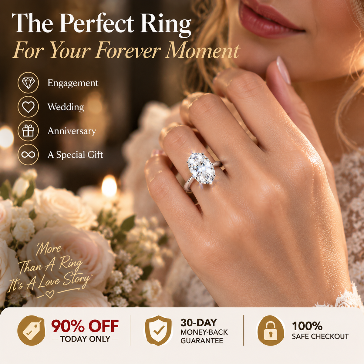 ⭐ The Forever Oval Diamond Ring™ | Luxury Solitaire Engagement Ring With Brilliant Fire Sparkle