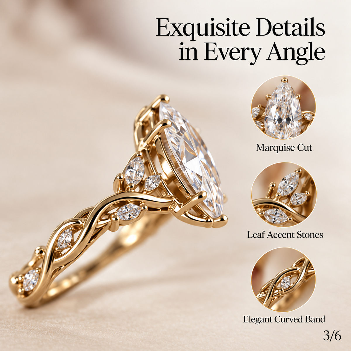 Ariel Marquise Vine Ring — A Little Fairytale, Made to Wear
