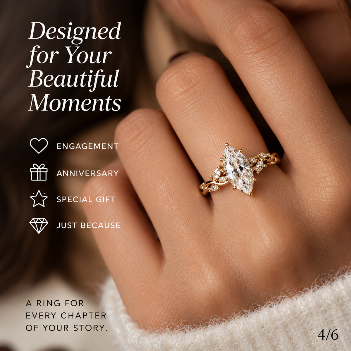 Ariel Marquise Vine Ring — A Little Fairytale, Made to Wear