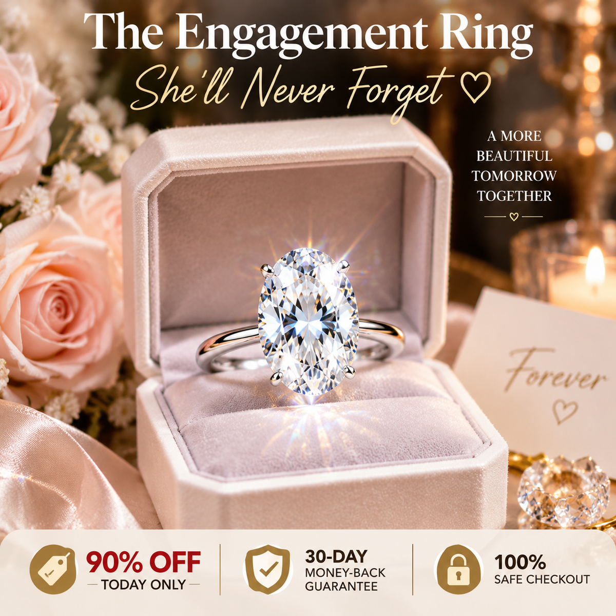 ⭐ The Forever Oval Diamond Ring™ | Luxury Solitaire Engagement Ring With Brilliant Fire Sparkle