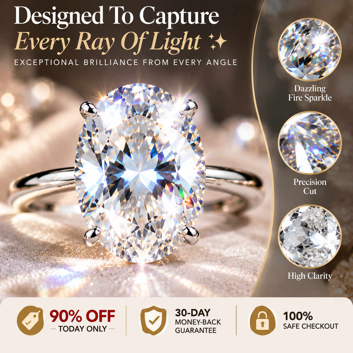 ⭐ The Forever Oval Diamond Ring™ | Luxury Solitaire Engagement Ring With Brilliant Fire Sparkle